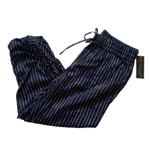 Khakis & Company Pants Blue White Striped Tie Waist Pockets Casual Ankle Large - Picture 12 of 12